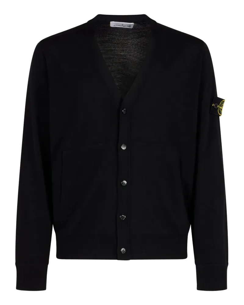Stone Island Geknöpfter Cardigan mit Logo-Patch - Schwarz Schwarz