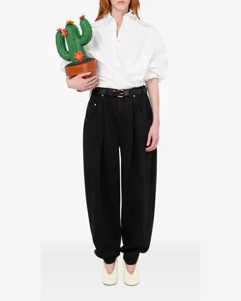 Moschino broderie-anglaise wrap-front shirt - Weiß Weiß