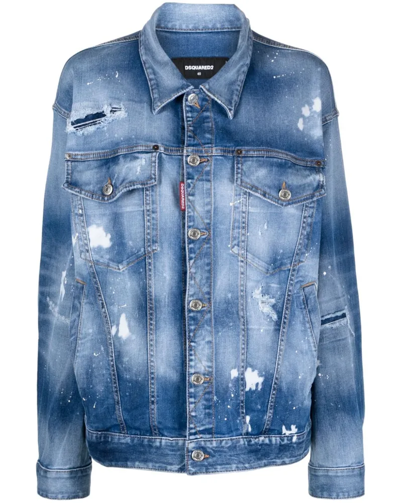 Dsquared2 Jeansjacke in Distressed-Optik - Blau Blau
