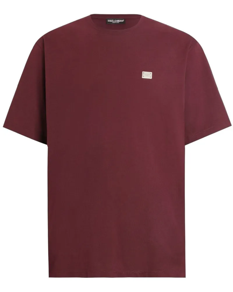 Dolce & Gabbana T-Shirt mit Logo-Schild - Rot Rot