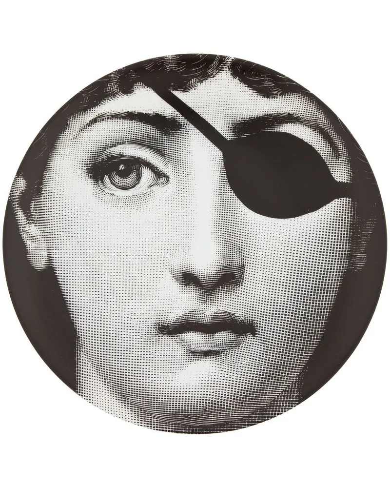Fornasetti Teller mit Print - Schwarz Schwarz