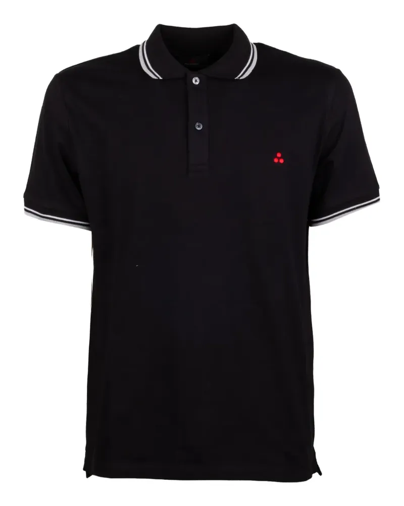 Peuterey striped trim polo shirt - Schwarz Schwarz