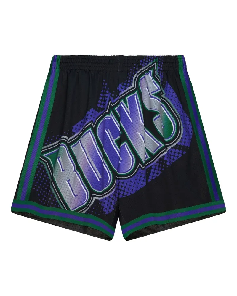 Mitchell & Ness Milwaukee Bucks Big Face Shorts - Schwarz Schwarz