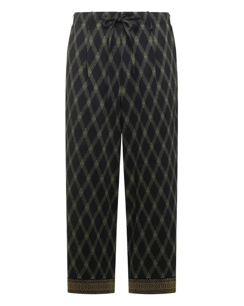 Pierre-Louis Mascia diamond-pattern drawstring-waist trousers - Schwarz Schwarz