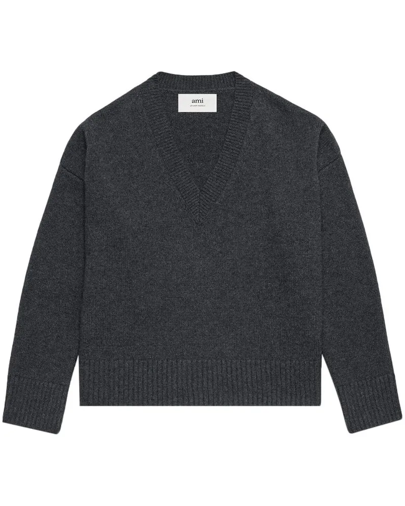 AMI Paris Pullover mit Ellenbogen-Patches - Grau Grau