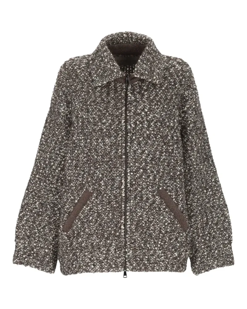 D.EXTERIOR Bouclé-Jacke mit Pailletten - Braun Braun