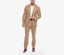 pinstripe single-breasted tailored suit set - Nude