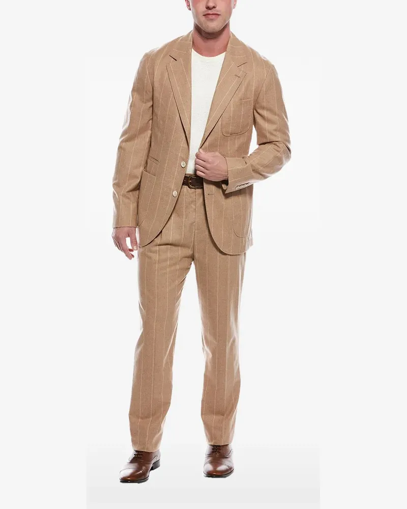 Brunello Cucinelli pinstripe single-breasted tailored suit set - Nude Nude