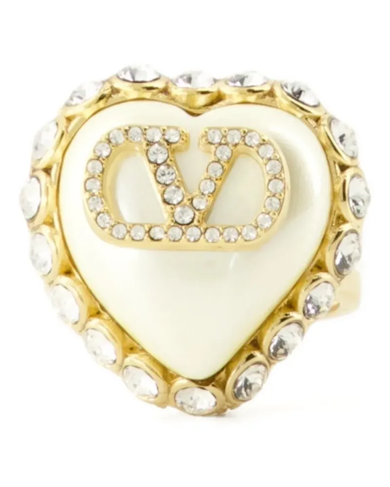 Valentino Garavani heart-shape crystal-embellished ring - Gold Gold