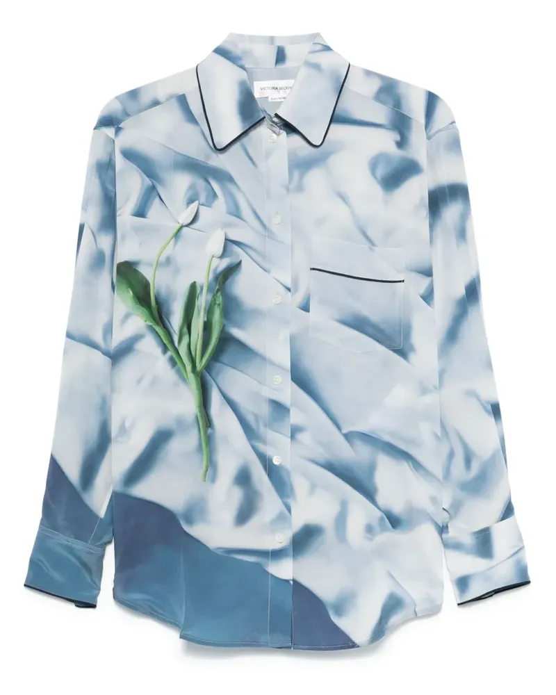 Victoria Beckham Flowers Pyjama-Oberteil aus Satin - Blau Blau
