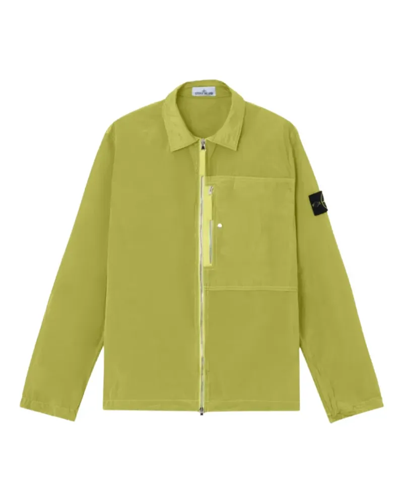 Stone Island Compass-patch zip-up shirt jacket - Grün Grün