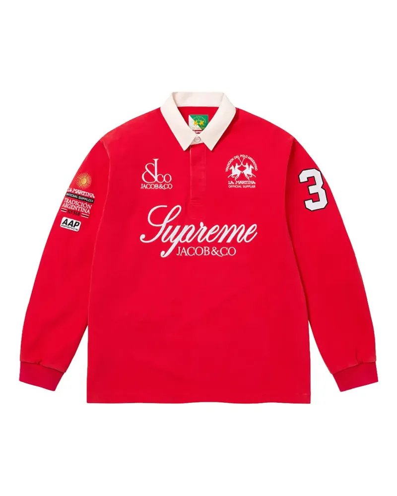 Supreme Being La Martina logo-print long-sleeve polo shirt - Rot Rot