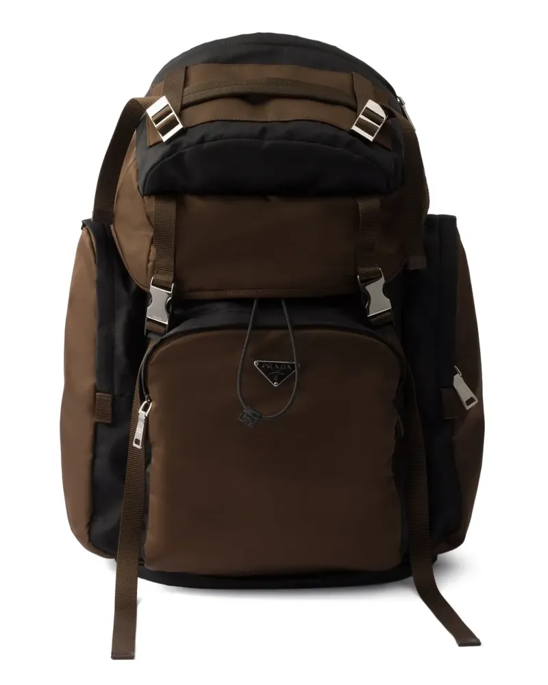 Prada logo-plaque buckled backpack - Braun Braun