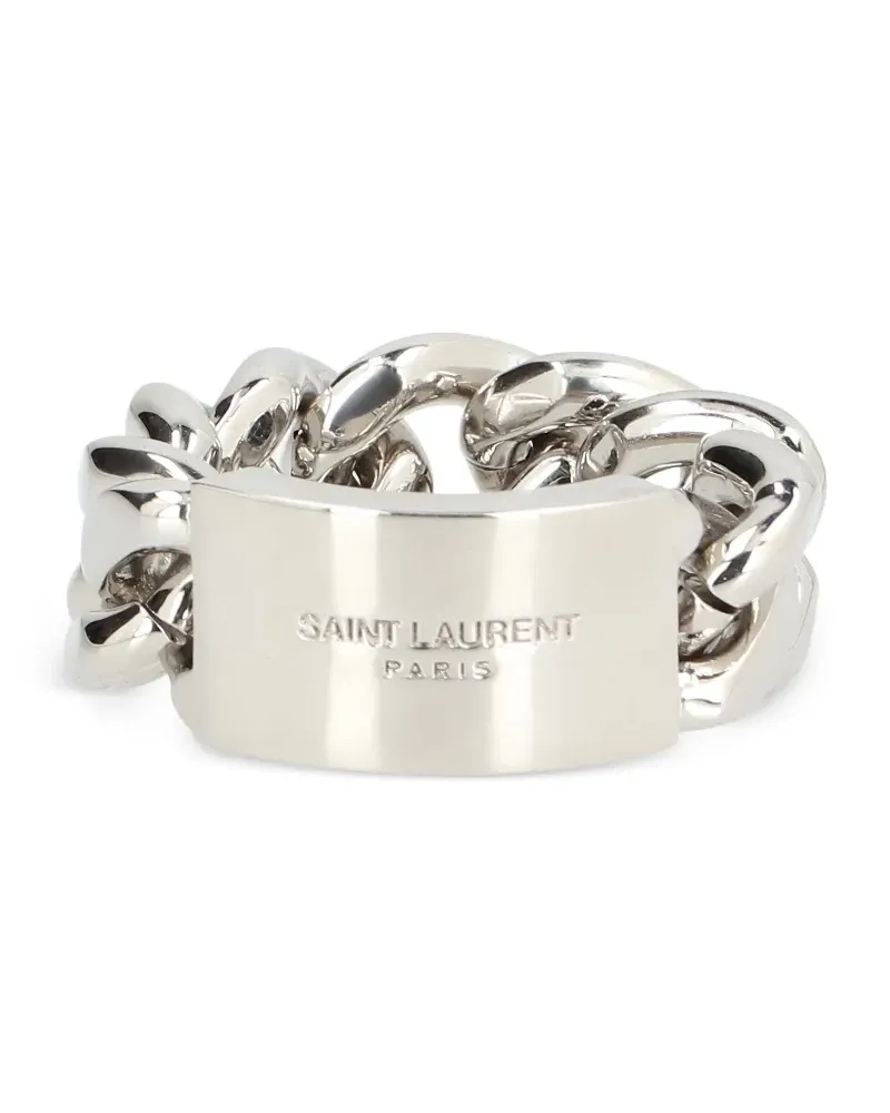 Saint Laurent Ring mit Logo-Gravur - Silber Silber
