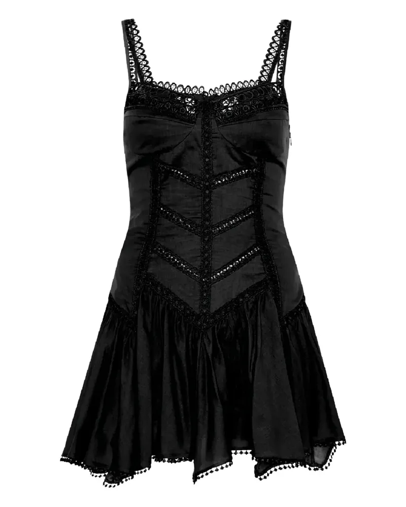 Charo Ruiz Lira heart-neckline ruffled mini dress - Schwarz Schwarz