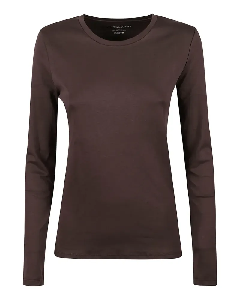 Majestic Langarmshirt mit rundem Ausschnitt - Braun Braun