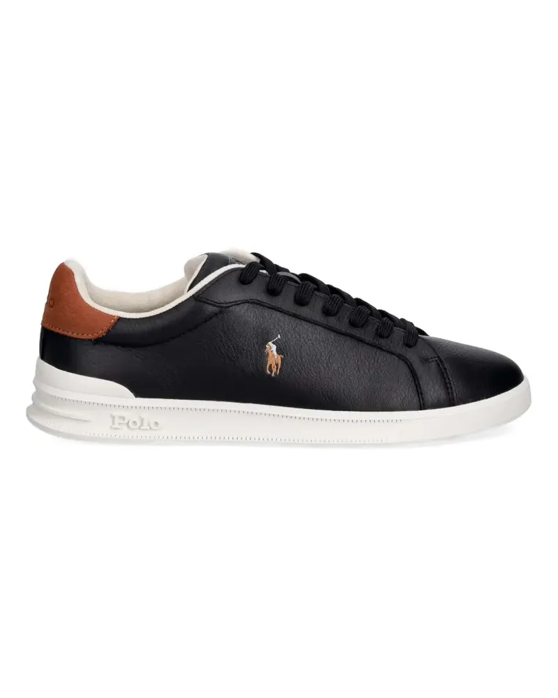 Ralph Lauren logo-embroidered leather sneakers - Schwarz Schwarz