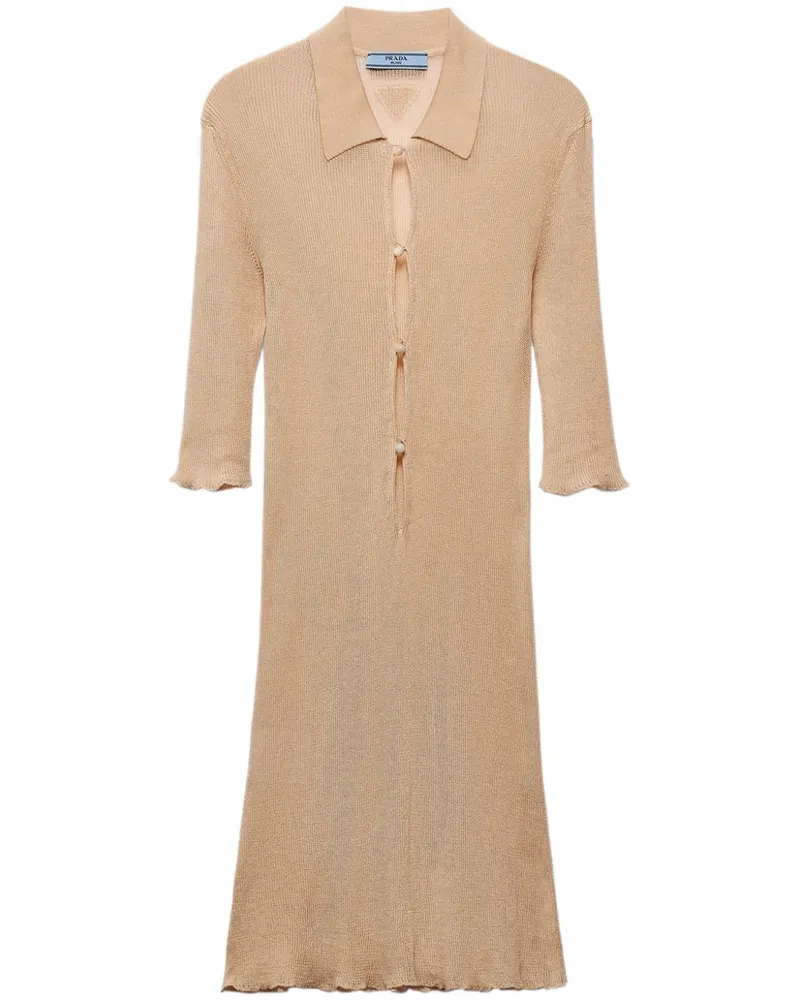 Prada Geripptes Minikleid - Nude Nude