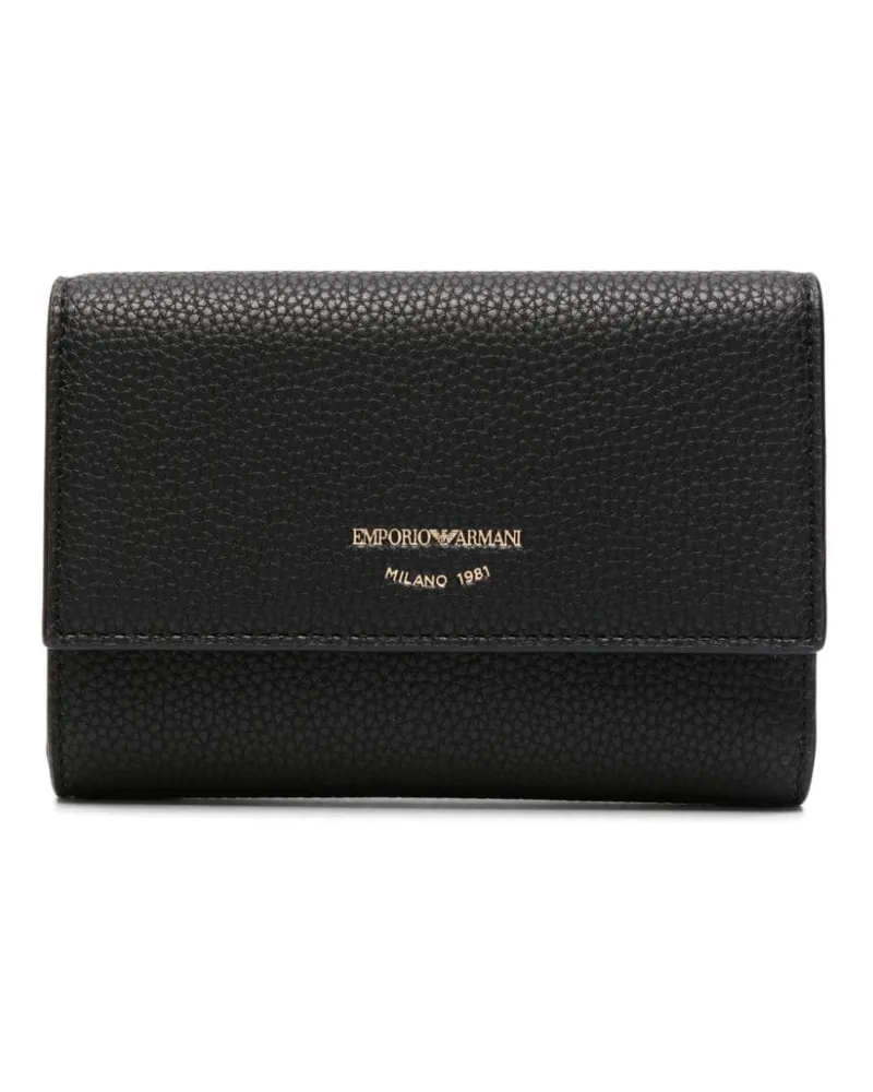 Emporio Armani Strukturiertes Portemonnaie mit Logo - Schwarz Schwarz