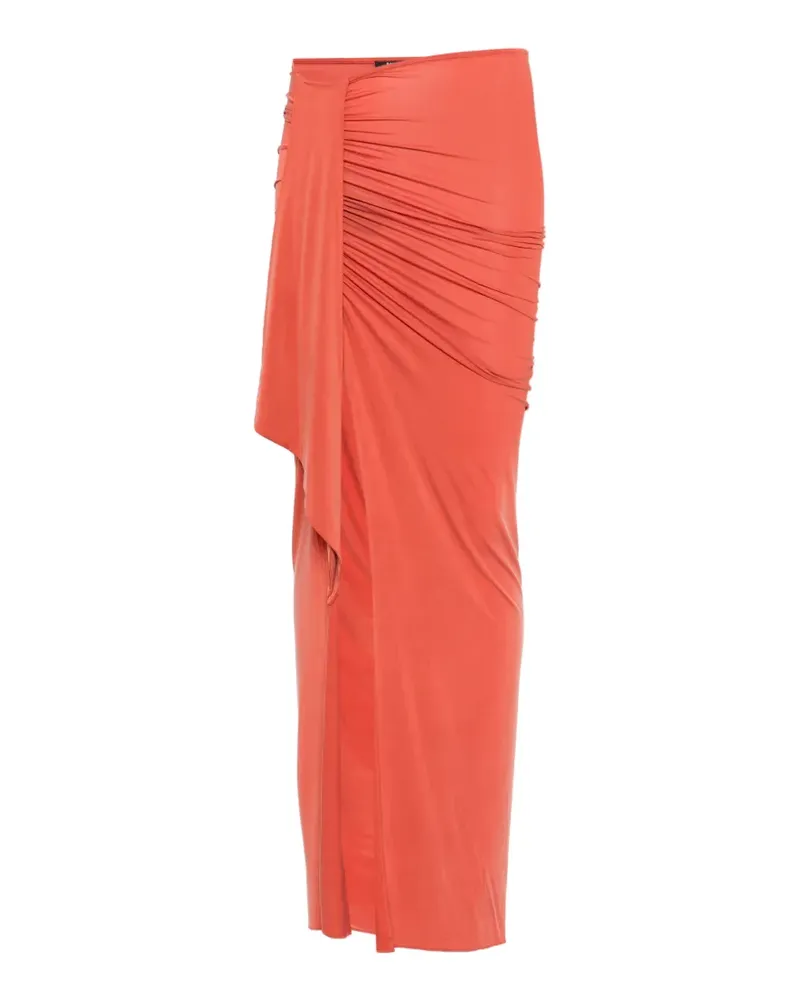 Balmain draped-detail slit maxi skirt - Orange Orange