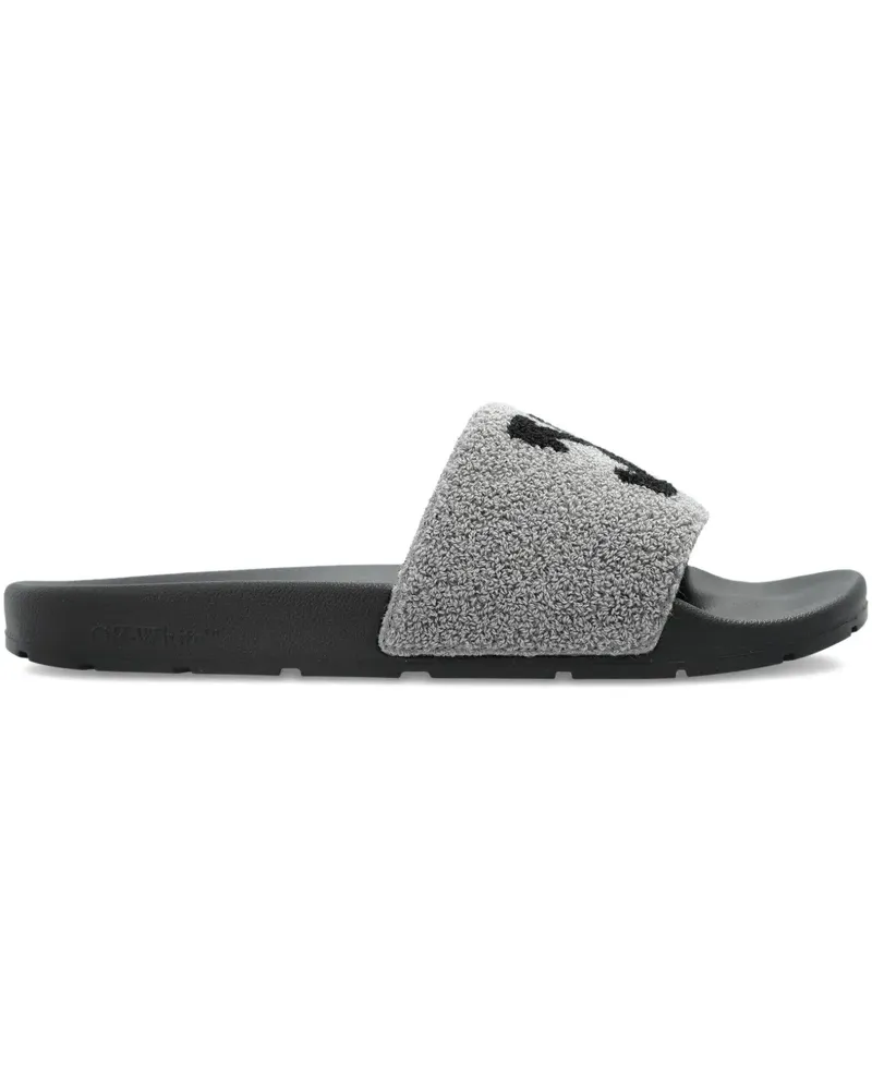 OFF-WHITE Frottee-Pantoletten mit Pfeilen - Grau Grau
