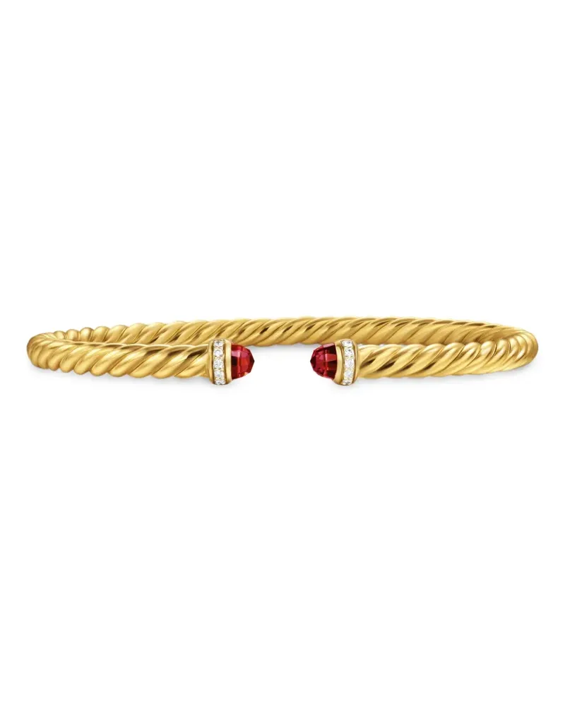 David Yurman 18kt Cablespira Gelbgoldarmband mit Granat und Diamant 4mm Gold