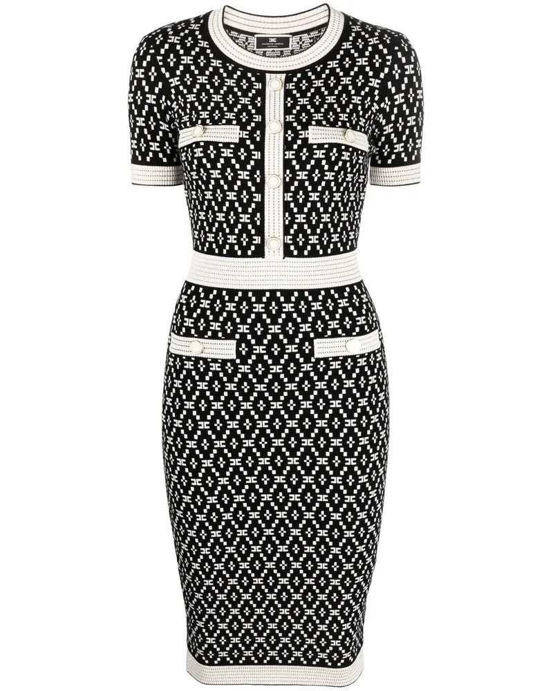 Elisabetta Franchi Strickkleid mit Rautenmuster - Schwarz Schwarz