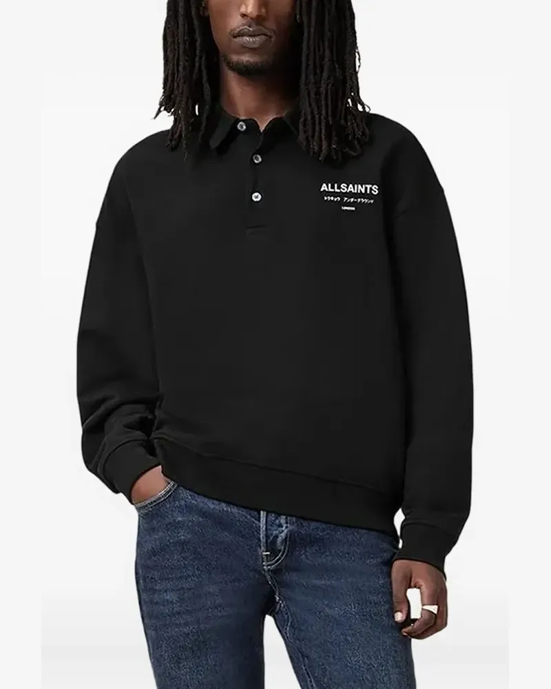 AllSaints Underground Poloshirt mit Logo-Print - Schwarz Schwarz