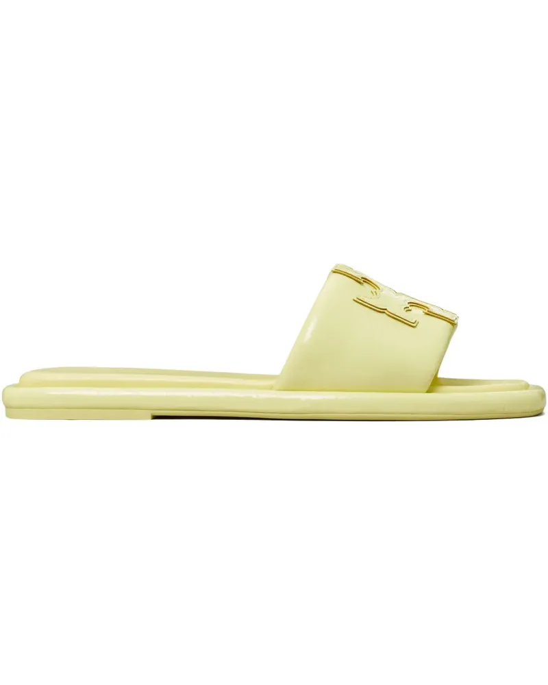 Tory Burch Double T Pantoletten mit Glanzoptik - Gelb Gelb