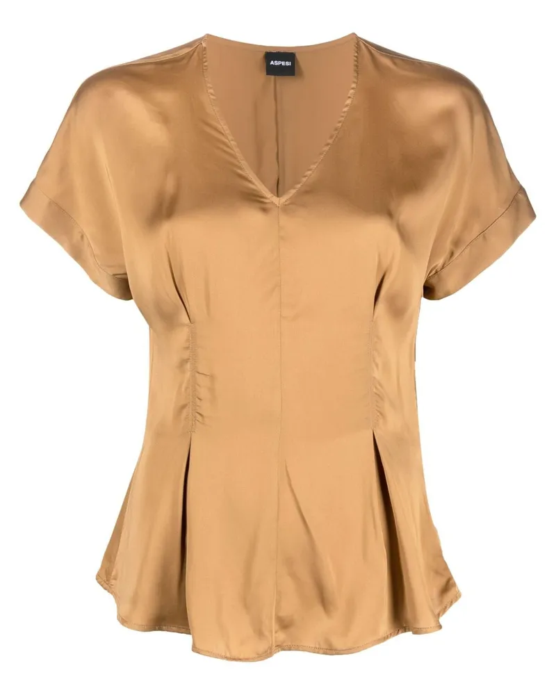 ASPESI Bluse mit Satin-Finish - Braun Braun