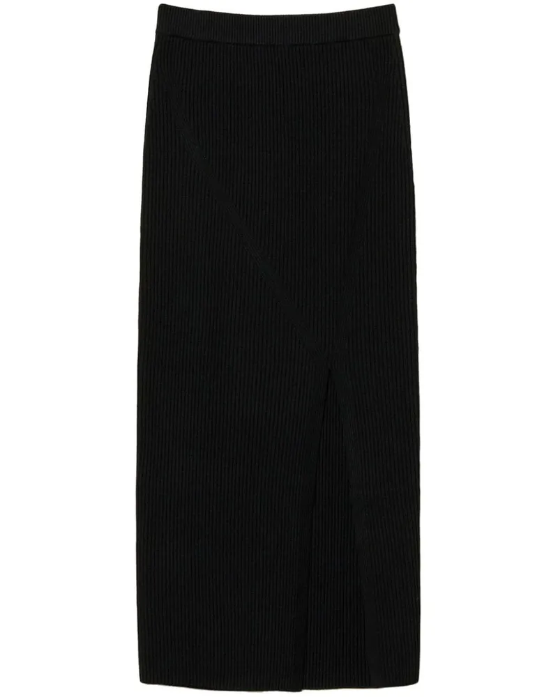 Twin-Set Midirock aus geripptem Strick - Schwarz Schwarz