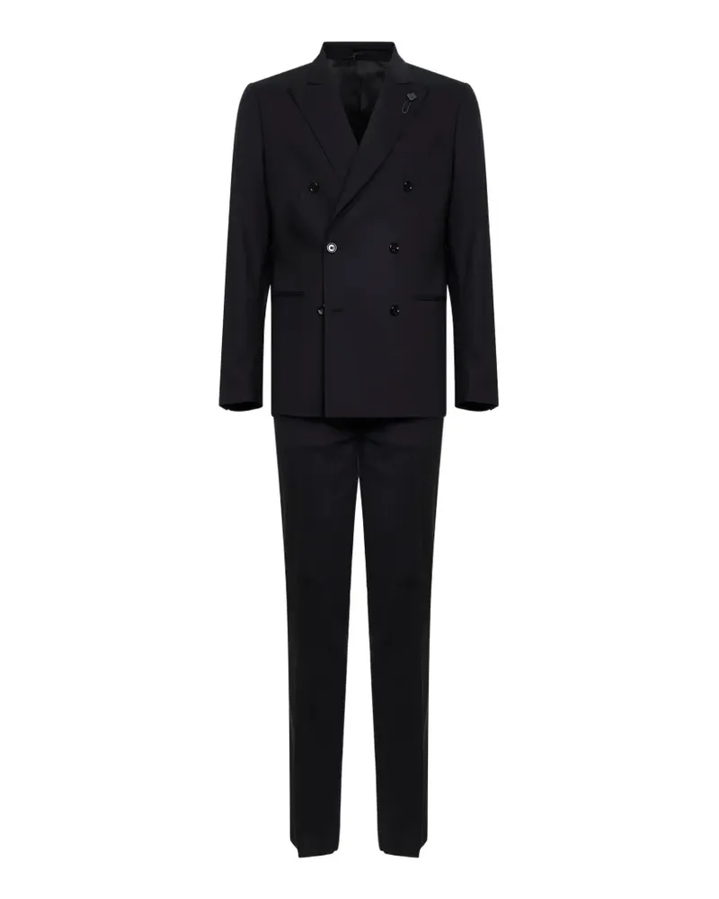 LARDINI double-breasted peak-lapels suit - Schwarz Schwarz