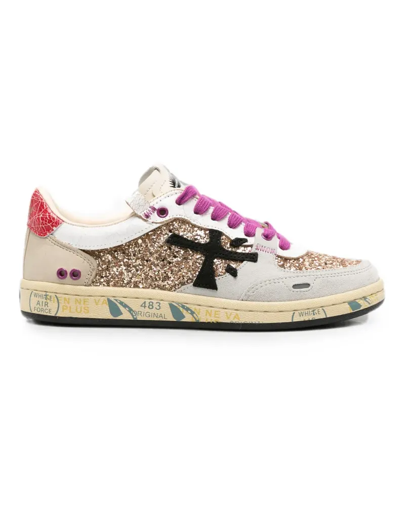 Premiata glitter-embellished sneakers - Gold Gold