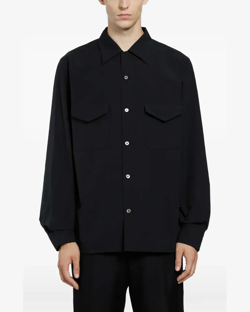 Taiga Takahashi Lot.101 Hemd mit offenem Kragen - Schwarz Schwarz