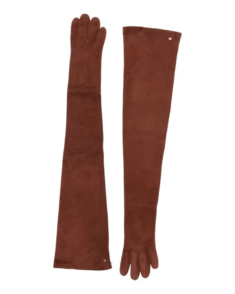 Max Mara Lange Handschuhe mit Logo-Schild - Braun Braun