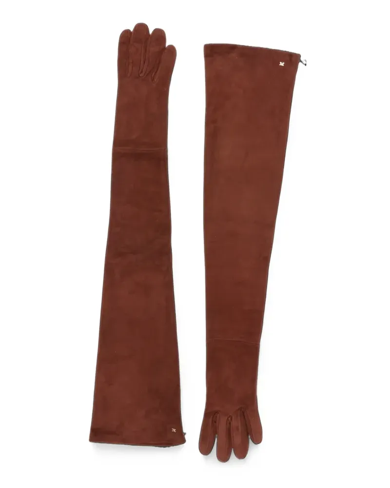 Max Mara Lange Handschuhe mit Logo-Schild - Braun Braun