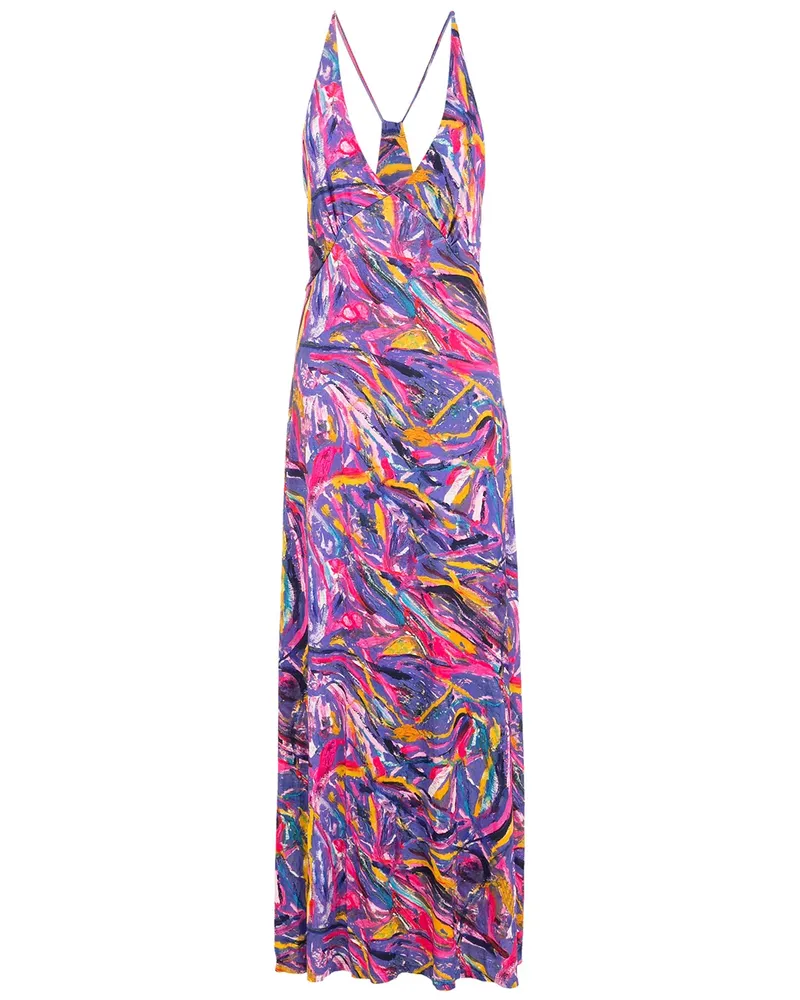 Amir Slama Neckholder-Kleid mit Print - Violett Violett