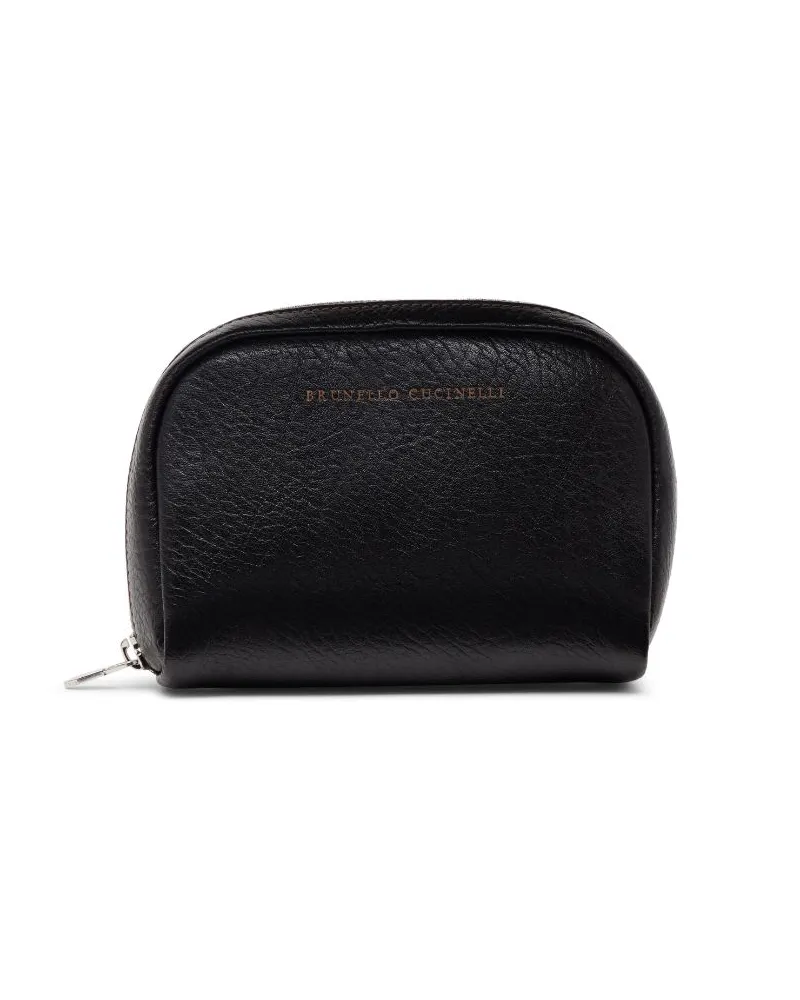 Brunello Cucinelli Kulturbeutel aus Leder - Schwarz Schwarz