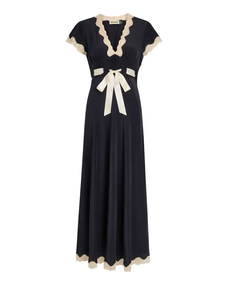 RIXO Marlice lace bow-detail mdi dress - Schwarz Schwarz