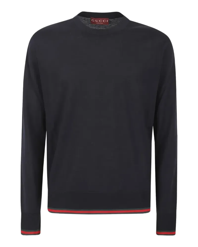 Gucci Wollpullover mit Web - Blau Blau