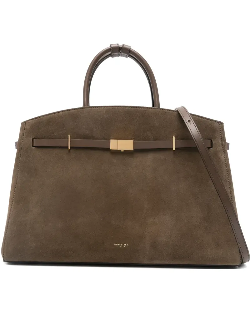 DeMELLIER Hudson top-handle suede tote bag - Braun Braun
