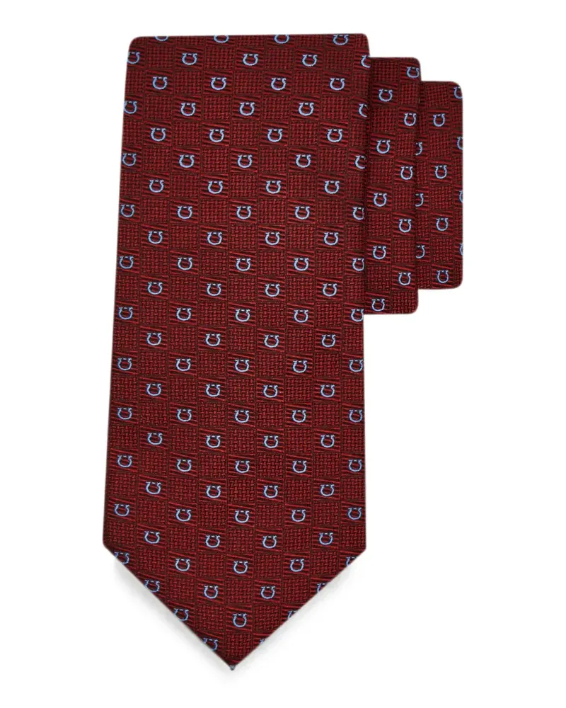 Ferragamo Seidenkrawatte mit Gancini-Jacquardmuster - Rot Rot