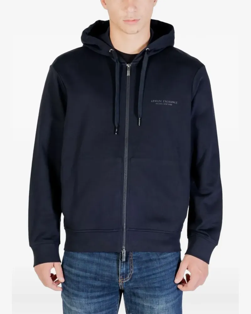 Armani Exchange logo-print zip-up hoodie - Blau Blau