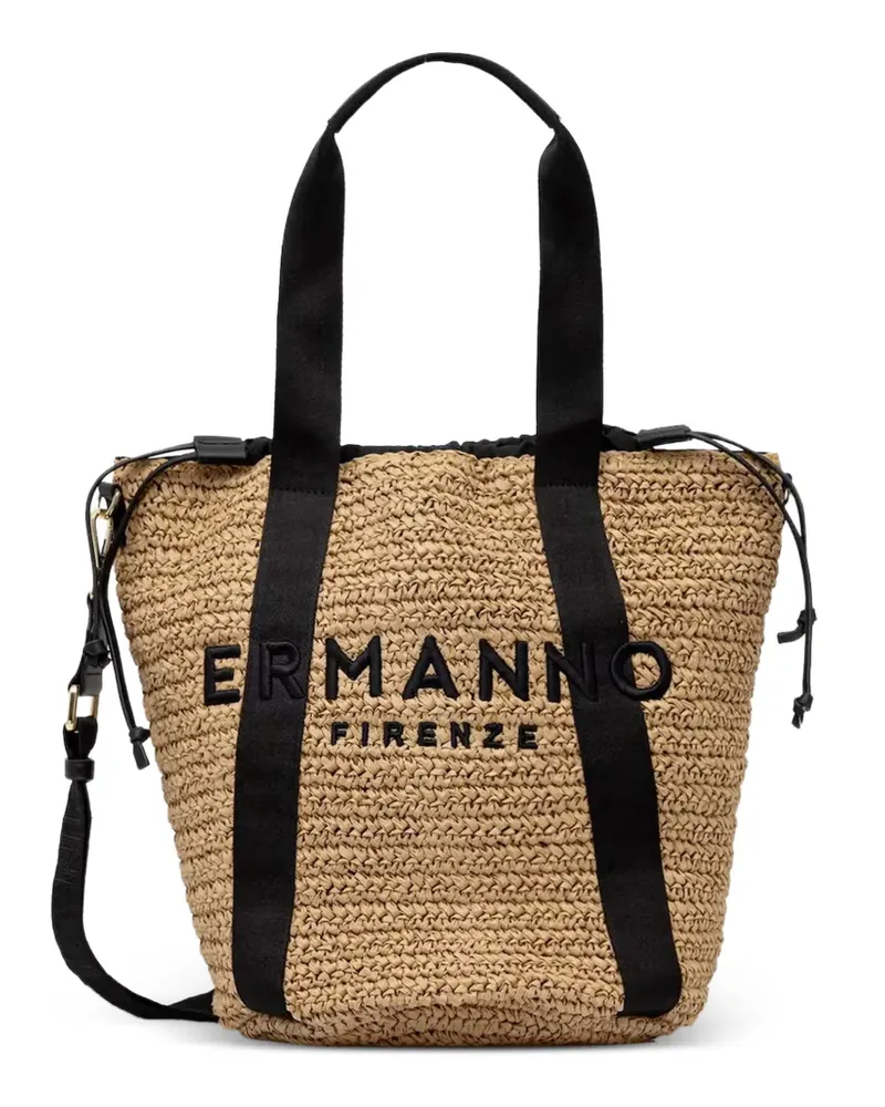 Ermanno Scervino logo-embroidered tote bag - Nude Nude