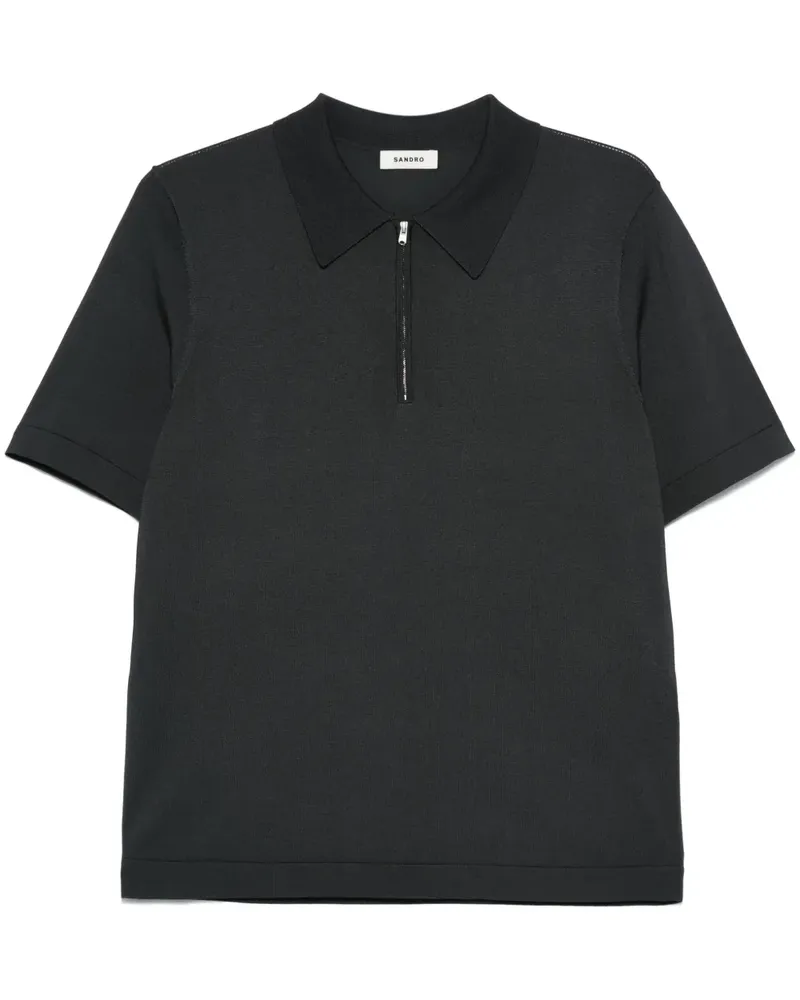 Sandro Fein gestricktes Poloshirt - Grau Grau