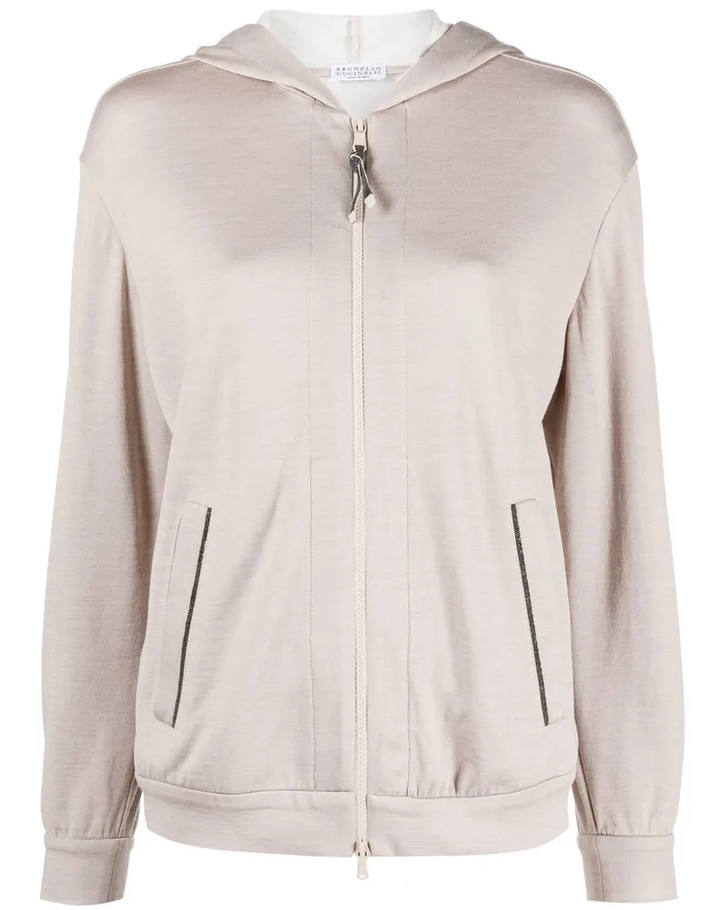 Brunello Cucinelli Kapuzenjacke mit Kordelzug - Nude Nude