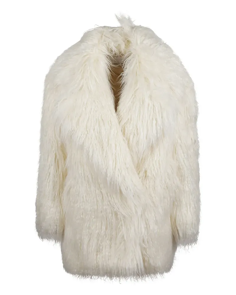FRANKIE Shop Liza Mantel aus Faux Fur - Weiß Weiß