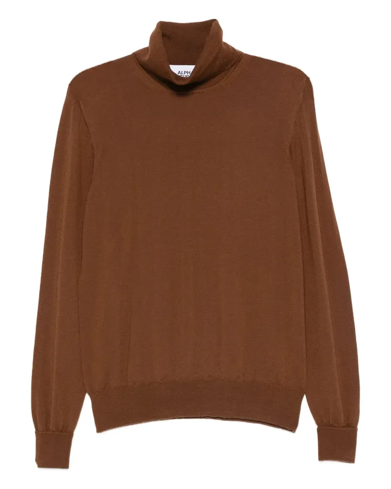 Alpha Studio Langärmeliger Rollkragenpullover - Braun Braun