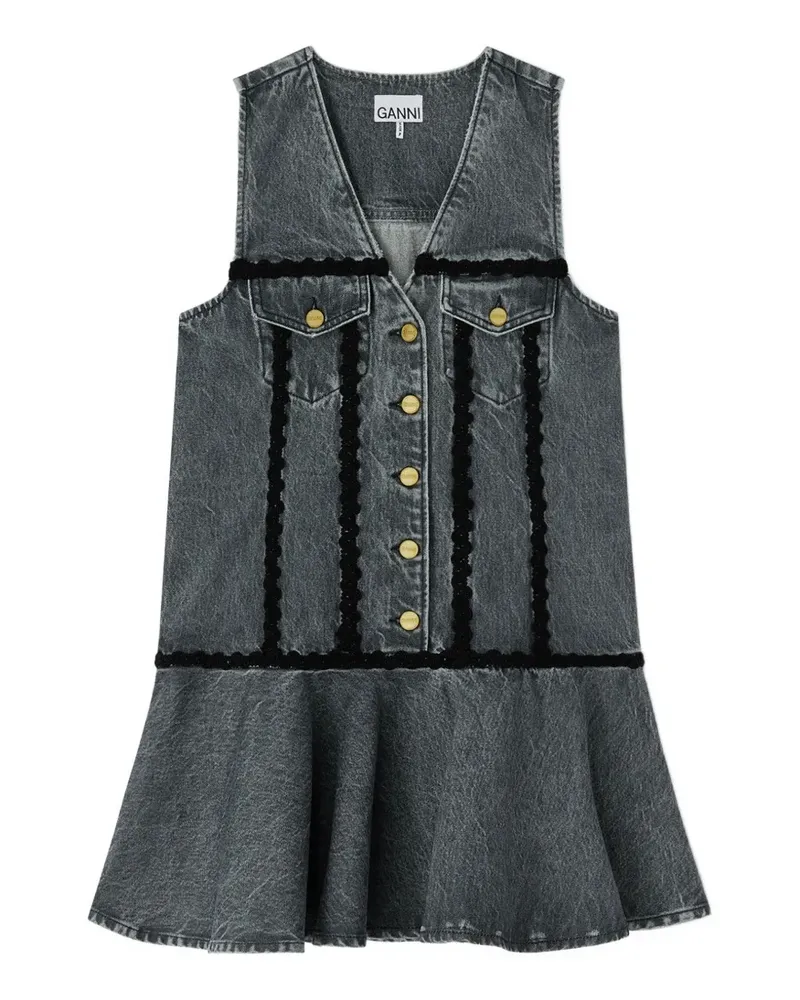 Ganni Kleid mit weiten Ärmeln - Grau Grau