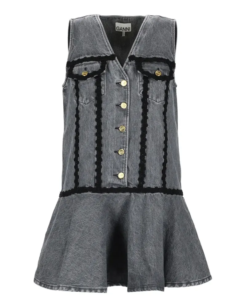 Ganni Kleid mit weiten Ärmeln - Grau Grau